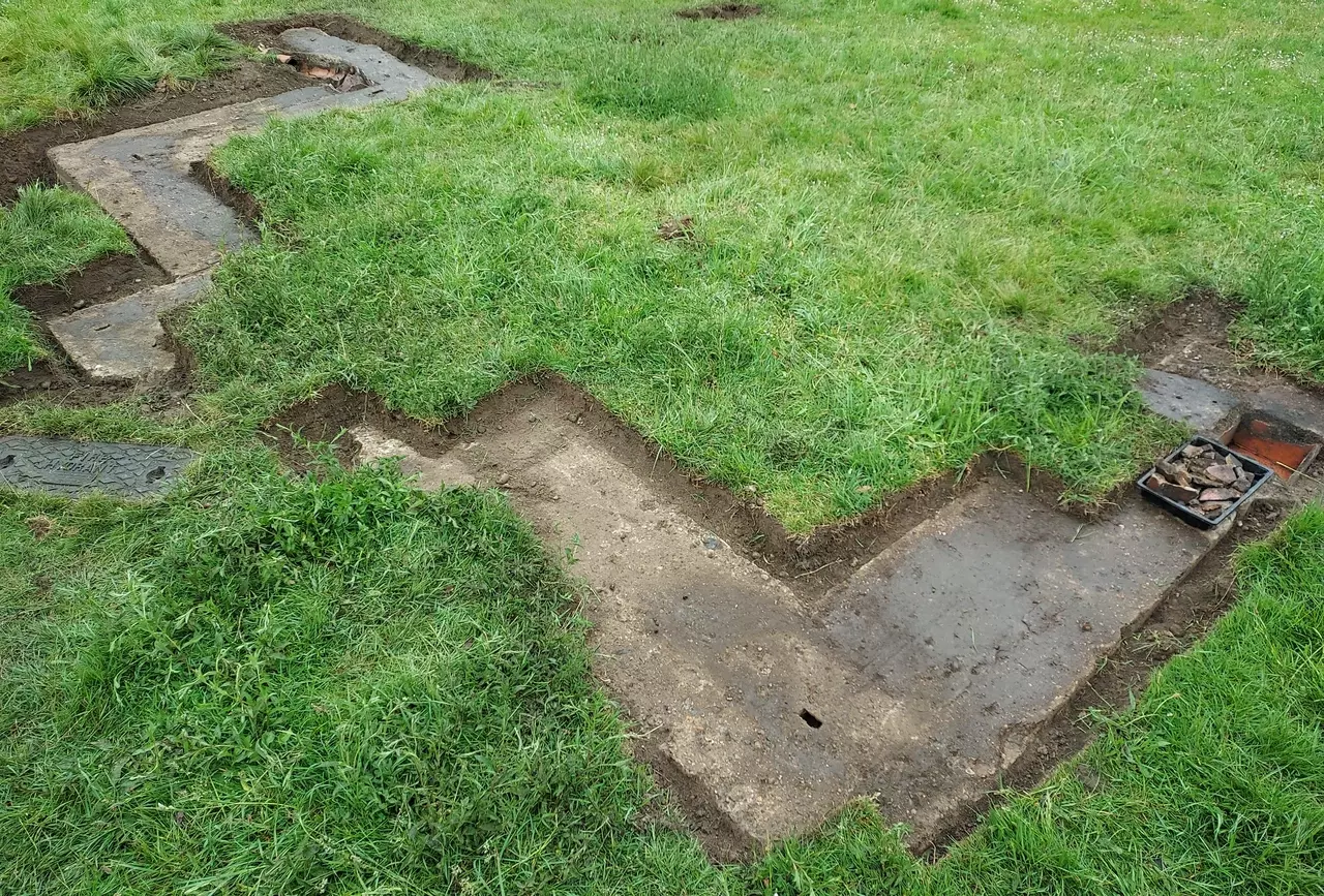 Foundations under the southern wall of the 1890s Magnetic Pavilion building